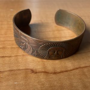 Vintage Native American Copper Cuff Bracelet Mohawk Trail Story